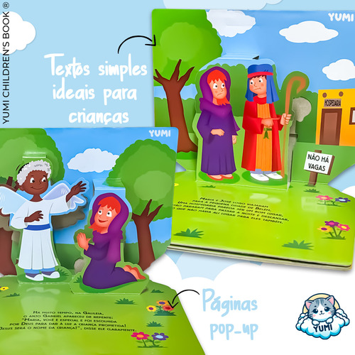 Livro Bíblico Ilustrado Para Crianças: O Nascimento De Jesus Pop-up | A Bíblica Da Criança 3d -capa Dura