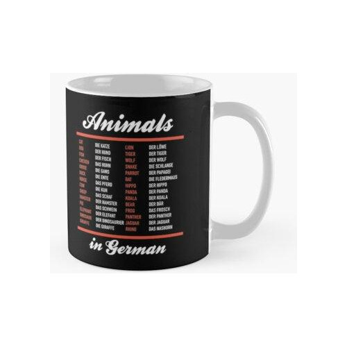 Taza Animales En Alemán - Cheatsheet En Idioma Alemán Calida