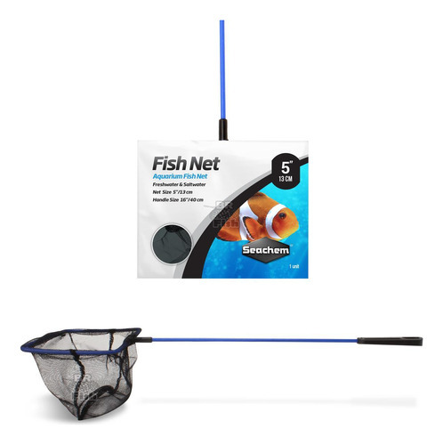 Red de pesca Seachem, malla estándar, 13 cm, para peces de acuario