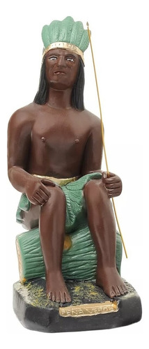 Caboclo Pena Verde Umbanda Imagem Escultura Gesso 20 Cm