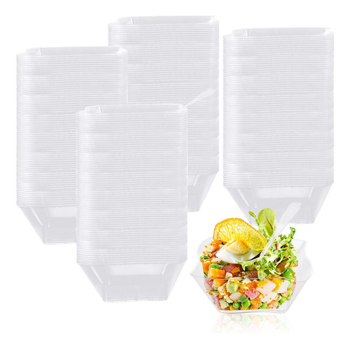 Unidad Taza Postre Plastico Cuchara Cuenco Onza Pudin Mini