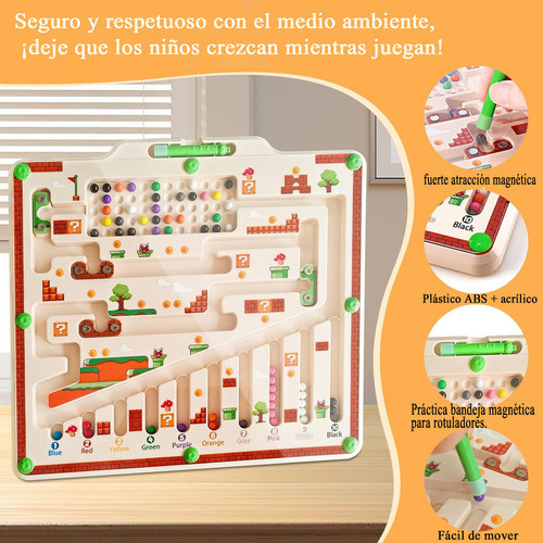 Educativo Juguete Laberinto juego Magnético Abigale Montessori 2 En 1 Con Tablero De Dibujo Y 8 Pinceles