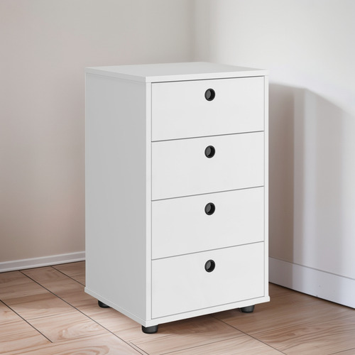 Mesa De Cabeceira Classic Mini Com 4 Gavetas - Lau Shop Brilhante Branco