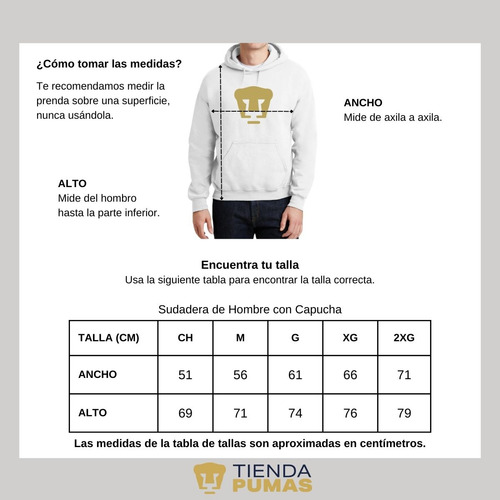 Sudadera Pumas Unam Deportiva Hombre Hoodie Logo Doradovinil