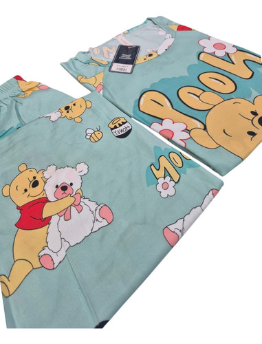 Pijama Infantil Juvenil Niños Winnie Pooh Verde Fresca Micr
