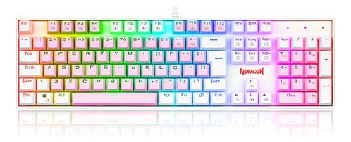 Teclado Gamer Redragon Mitra Bubblegum K551pw Rgb Sw Blue Cor de teclado Rosa e Branco Idioma Português BR