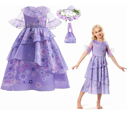 Vestido Isabela Para Niños Disfraz Cosplay Madrigal Falda Mo