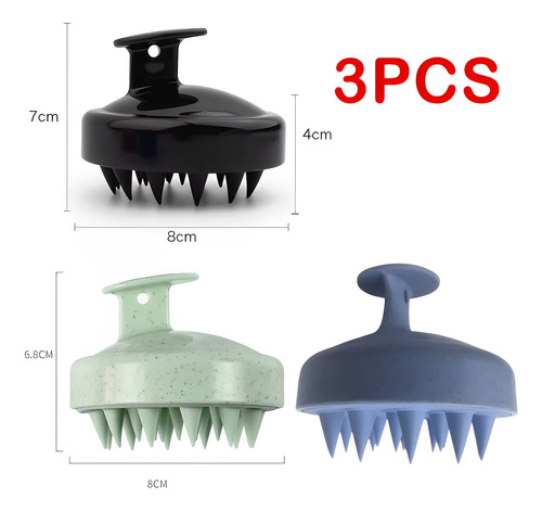 3pcs Cepillo Masajeador De Cuero Cabelludo P/ducha Silicona