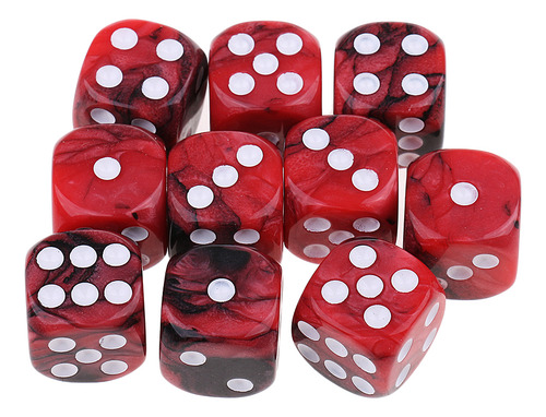 Dados Punteados De Doble Color Negro Rojo Negro Rojo 16mm