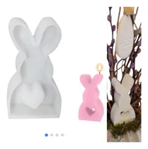 Comprar Molde Silicona Conejo Corazón Resina Yeso Vela Choco