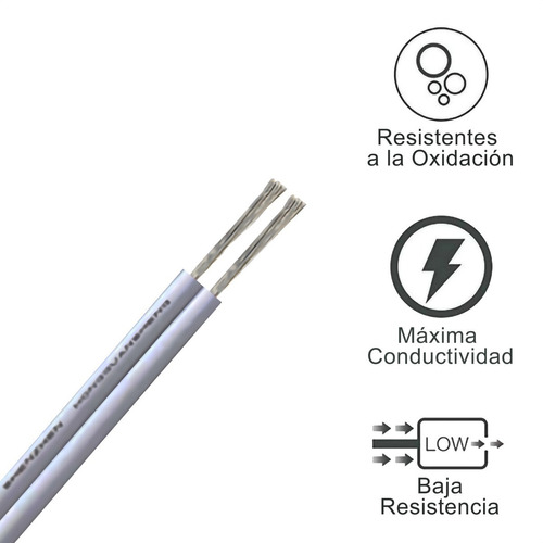 Cable Gemelo Para Tira Led 2x0.30mm Blanco Blanco /impr 3mts