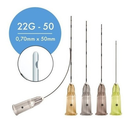 Microcânulas Fabinject 22gx50mm Kit 05 Caixas (50 Unidades)