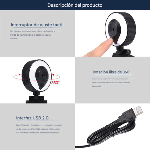 Cámara Web Teraware 2k, Usb, Luz, Micrófono, Af