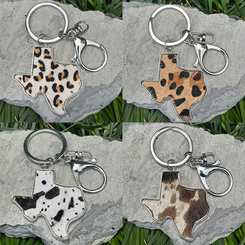 Llavero De Piel Con Estampado De Leopardo Y Vaca (3 #mold) W