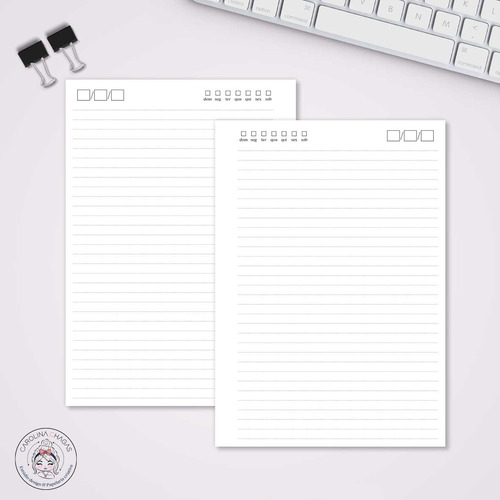 5 Miolo Caderno A5 Básico 1 - 100 Folhas Pautado Pontilhado