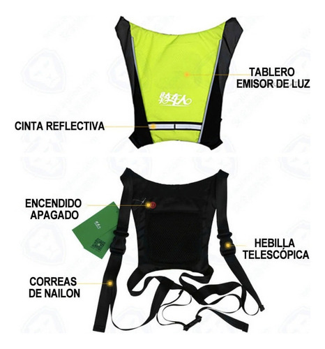 - Chaleco Señal Led Ciclismo Ciclista Seguridad Luces De