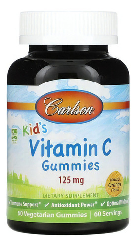 Carlson Labs Kid's Vitamina C, 125 Mg, 60 Gomitas Sabor Naranja