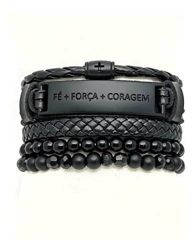 Kit De Pulseiras 3 Virtudes Black