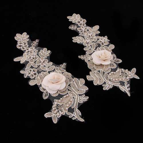 Cuello Escote Apliques De Encaje Tela Borde De , Oro