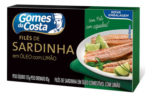 Filés de sardinha em óleo com limão 125g Gomes Da Costa
