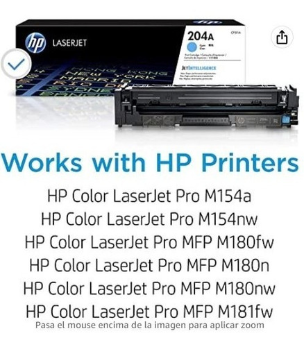 Consumibles Hp 204a Toner Cyan Lj M154/mfp M181 - Cf511a