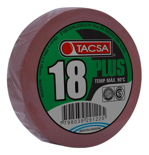 Cinta Aisladora 18 Plus 20 Mts Tacsa - 19x0,18 Mm - Marrón Liso