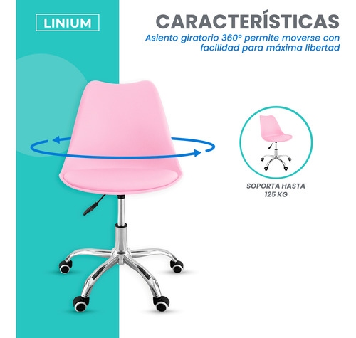 Silla Oficina Salon Estetica Escritorio Tulip Sala Junta10pz Rosa Asiento Acolchonado Tapizado Vinipiel