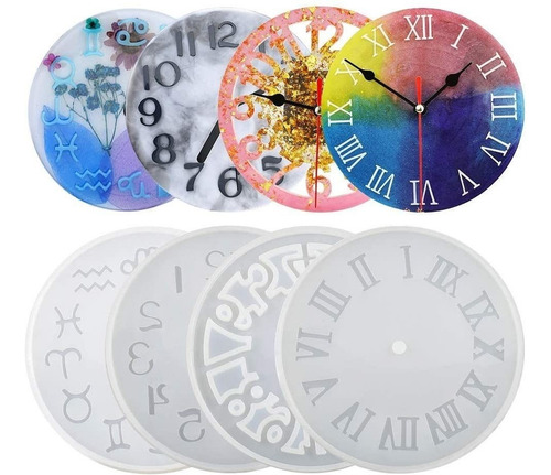 W 4 Piezas Esfera De Reloj Molde Resina Epoxi Fundición