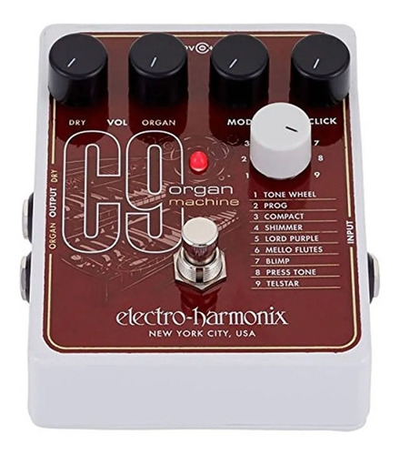 Pedal de emulador de órgão Electro Harmonix C9 Organ Machine, cor borgonha/branco