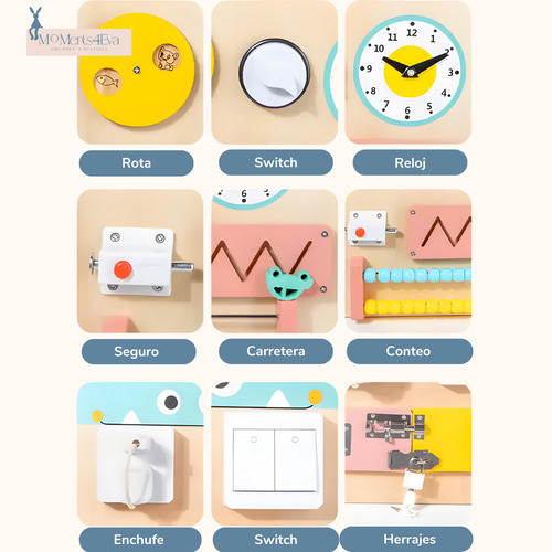 Tablero Sensorial Para Niños Pequeños Montessori Mounstro Li Muticolor