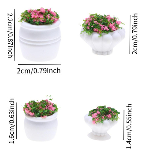 4x Planta De Muñeca Bonsais Artificial Pequeña Planta De