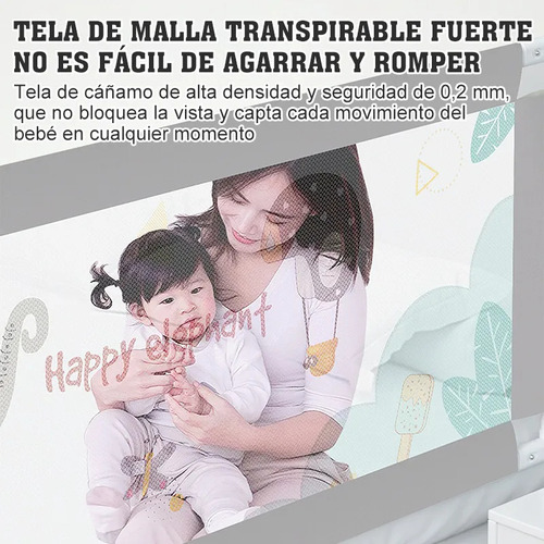 Haimo 1.8m Barandilla De Seguridad Contra Caídas Para Niños Fácil De Montar Y Desmontar Adecuada Para Camas Dobles, De Matrimonio, De Matrimonio, De Matrimonio Y Colchones Individuales