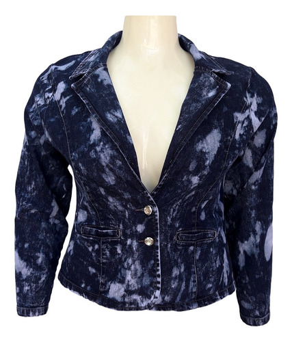 Blazer Jeans Feminino Tie Dye Plus Size Tamanhos G Ao G3