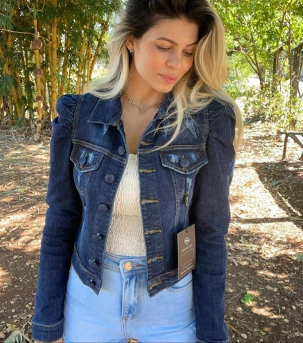 Imagem 5 de 5 de Jaqueta Jeans Feminina Manga Princesa Princy
