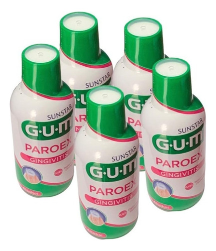 Kit De 5 Enjuagues Bucales Gingivitis Paroex 300 Ml Gum