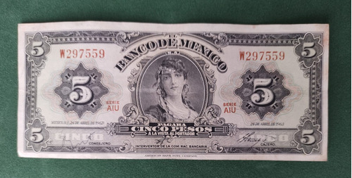 Billete De Mexico 5 Pesos American Bank Note Buen Estado