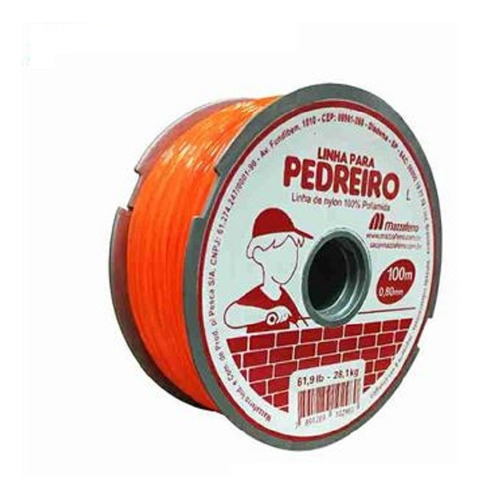 Linha Nylon Para Pedreiro Mazzaferro Laranja 0,80 Mm 100 Mt