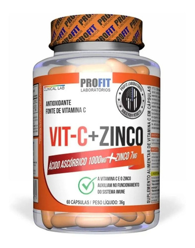 Vit-c + Zinco 60  Cápsulas - Profit