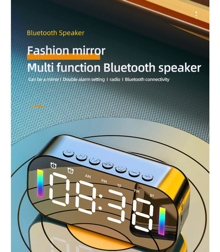 Radio Reloj Espejo Display Bluetooth Speaker