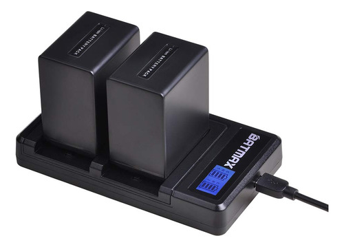 Batmax 2 Baterías Np-fv100 + Cargador Dual Usb Lcd Para So.