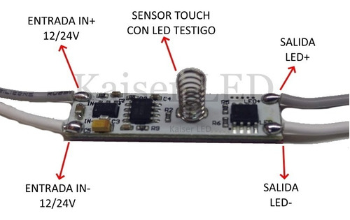 Dimmer Táctil Touch Con Memoria Para Tira Led 12-24v 8a Ideal Bajo Alacena Kaiser Led