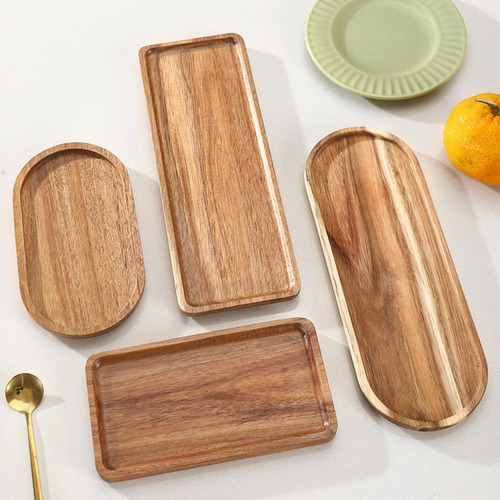 Plato De Madera Para Servir, Plato De Un Estilo Cuadrado