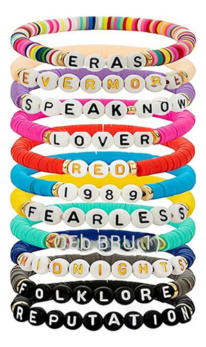 Pulsera Colorida Con Cuentas De Arcilla, Alfabeto En Capas