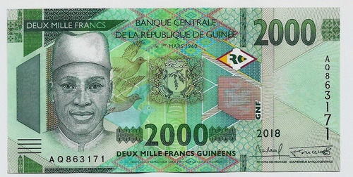 Fk Billete Guinea 2000 Francos 2018-2019 Nuevo Diseño 