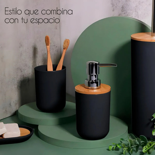 Accesorios De Baño Set 6 Piezas Elegantes Minimalistas Modernas Negro