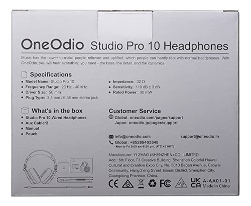 Audífonos Con Cable Oneodio Over Ear Studio Monitor &