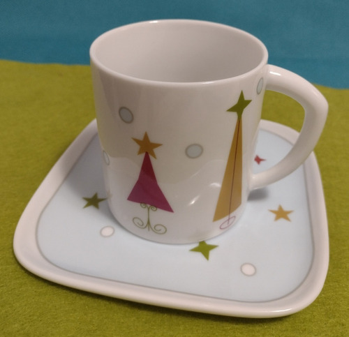 Navidad Vajilla Regalo, Porcelana Importada 4 Pz En Casa