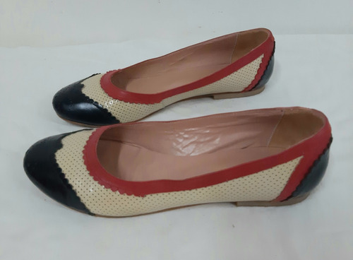 Zapatos Chatitas Gabi Signorelli  Cuero Combinada T36