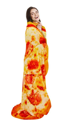 Frazada Suave Y Abrigadora Pizza De Pepperoni - Providencia Color Rojo
