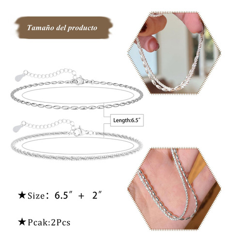 Pulsera De Plata De Ley 925 For Mujer, Pulsera De Tenis,